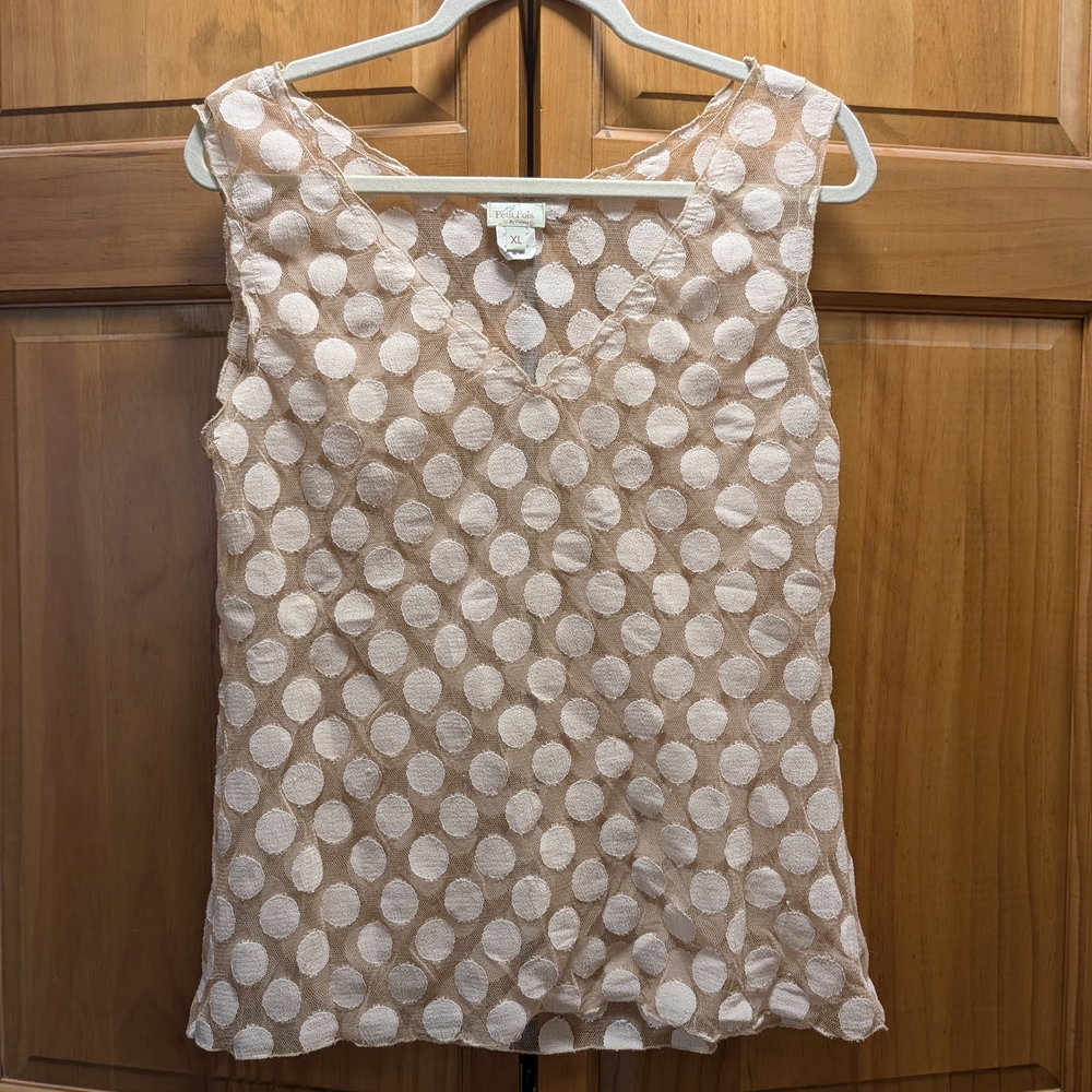 Petit Pois By Viviana G Sleeveless Polka Dot V-Neck Top - Blush. Top Brand.